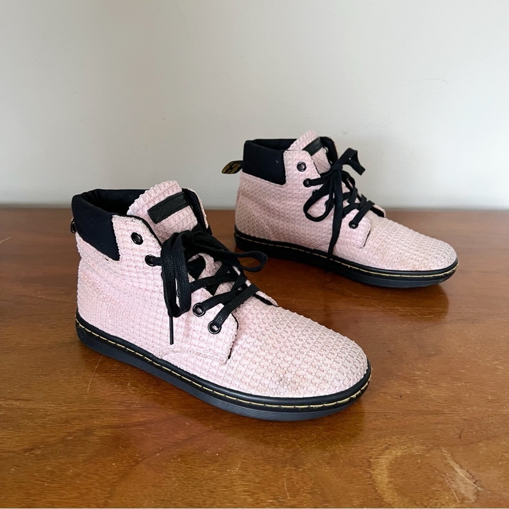 Dr Martens • Maelly WC ankle boot pink waffle texture canvas sneaker flat sole